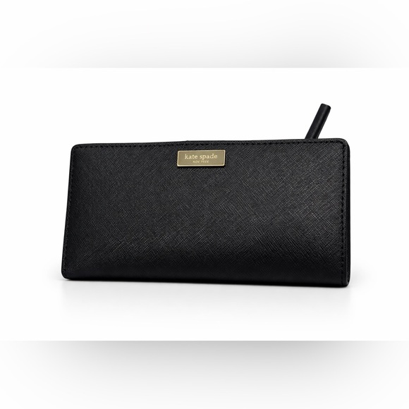 kate spade Handbags - Kate Spade New York Black Saffiano Leather Wallet Slim Snap Closure